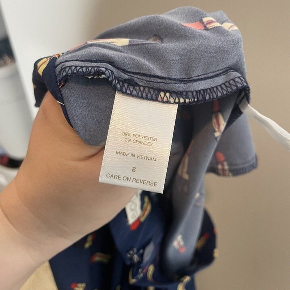 Eva Mendes Lipstick Novelty Print Midi Skirt Navy Size 8 - Picture 6 of 8